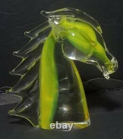 Hand Blown Murano Glass Horse Head Decorative And Elegant Design 7 2.5lb Yellow