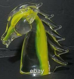 Hand Blown Murano Glass Horse Head Decorative And Elegant Design 7 2.5lb Yellow