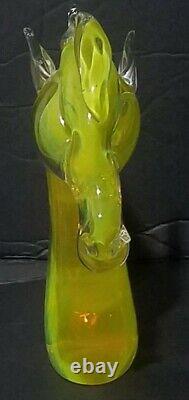 Hand Blown Murano Glass Horse Head Decorative And Elegant Design 7 2.5lb Yellow