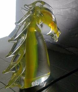 Hand Blown Murano Glass Horse Head Decorative And Elegant Design 7 2.5lb Yellow