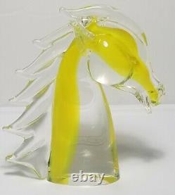 Hand Blown Murano Glass Horse Head Decorative And Elegant Design 7 2.5lb Yellow