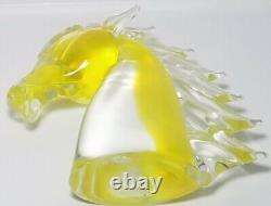 Hand Blown Murano Glass Horse Head Decorative And Elegant Design 7 2.5lb Yellow