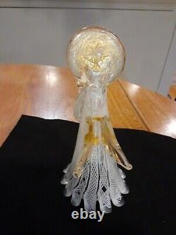 Hand Blown Murano Glass Lattice Angel Candle Holder 7 T
