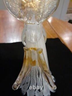 Hand Blown Murano Glass Lattice Angel Candle Holder 7 T