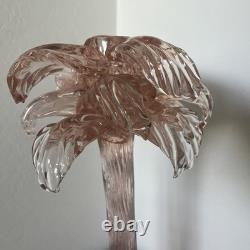 Hand Blown Murano Glass Palm Tree Candle Holder Hand Signed Over 20 Tall, Pink