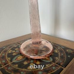 Hand Blown Murano Glass Palm Tree Candle Holder Hand Signed Over 20 Tall, Pink Hand Blown Murano Glass Palm Tree Candle Holder Hand Signed Over 20 Tall, Pink
