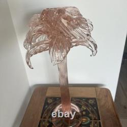 Hand Blown Murano Glass Palm Tree Candle Holder Hand Signed Over 20 Tall, Pink