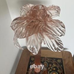 Hand Blown Murano Glass Palm Tree Candle Holder Hand Signed Over 20 Tall, Pink