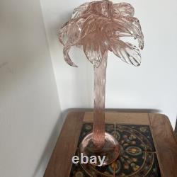 Hand Blown Murano Glass Palm Tree Candle Holder Hand Signed Over 20 Tall, Pink