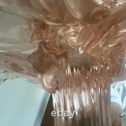 Hand Blown Murano Glass Palm Tree Candle Holder Hand Signed Over 20 Tall, Pink