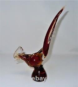 Hand Blown Murano Glass Pheasant 13 1/4 inches in Height