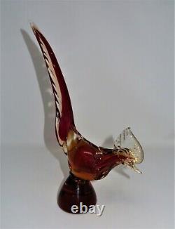 Hand Blown Murano Glass Pheasant 13 1/4 inches in Height