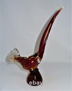 Hand Blown Murano Glass Pheasant 13 1/4 inches in Height