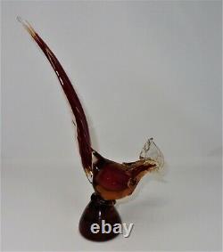 Hand Blown Murano Glass Pheasant 13 1/4 inches in Height