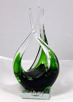 Hand Blown Murano Glass Sculpture Contemporary (Fluid Design) 10.25 h x 5 w