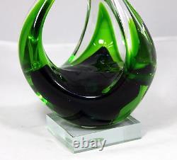 Hand Blown Murano Glass Sculpture Contemporary (Fluid Design) 10.25 h x 5 w