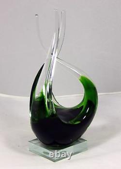 Hand Blown Murano Glass Sculpture Contemporary (Fluid Design) 10.25 h x 5 w