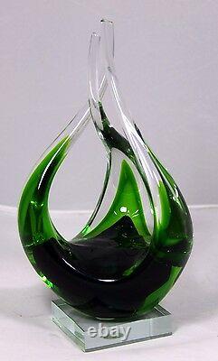 Hand Blown Murano Glass Sculpture Contemporary (Fluid Design) 10.25 h x 5 w