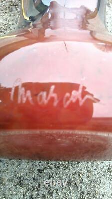 Hand Blown Murano Glass Vase Red Black Signed by Artist Or Marcoh 12 Tall