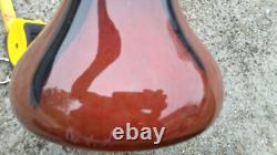 Hand Blown Murano Glass Vase Red Black Signed by Artist Or Marcoh 12 Tall