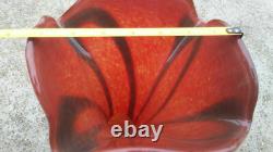 Hand Blown Murano Glass Vase Red Black Signed by Artist Or Marcoh 12 Tall