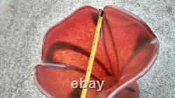 Hand Blown Murano Glass Vase Red Black Signed by Artist Or Marcoh 12 Tall