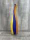 Hand Blown Murano Glass Vase Vintage Blue Yellow Orange 13 Tall