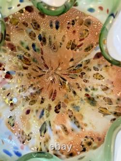Hand Blown Murano Glass Vintage Bowl Trinket Dish Multi Eames Era 7.2 Art Glass
