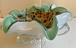 Hand Blown Murano Glass Vintage Bowl Trinket Dish Multi Eames Era 7.2 Art Glass