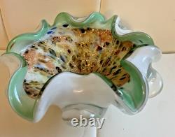 Hand Blown Murano Glass Vintage Bowl Trinket Dish Multi Eames Era 7.2 Art Glass