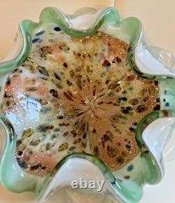 Hand Blown Murano Glass Vintage Bowl Trinket Dish Multi Eames Era 7.2 Art Glass
