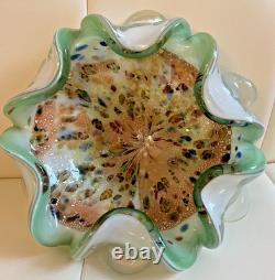 Hand Blown Murano Glass Vintage Bowl Trinket Dish Multi Eames Era 7.2 Art Glass