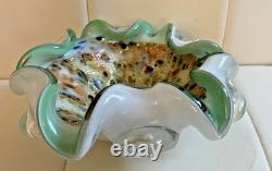 Hand Blown Murano Glass Vintage Bowl Trinket Dish Multi Eames Era 7.2 Art Glass