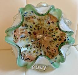 Hand Blown Murano Glass Vintage Bowl Trinket Dish Multi Eames Era 7.2 Art Glass