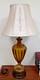 Hand-Blown Murano Style Amber Art Glass Controlled Bubbles Table Lamp Silk Shade