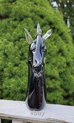 Hand Blown Murano Style Art Glass Horse Head Sculpture 8.75 Tall