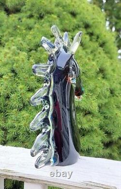 Hand Blown Murano Style Art Glass Horse Head Sculpture 8.75 Tall