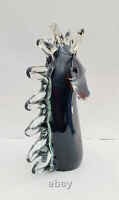 Hand Blown Murano Style Art Glass Horse Head Sculpture 8.75 Tall