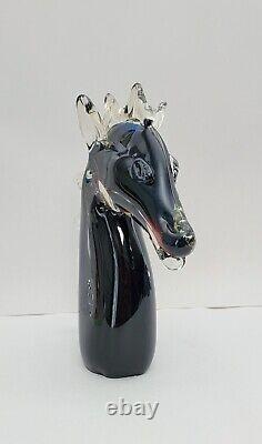 Hand Blown Murano Style Art Glass Horse Head Sculpture 8.75 Tall