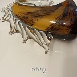Hand Blown Murano Style Art Glass Horse Head Sculpture Gold/Brown Color 7.5hx7