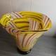 Hand Blown Murano Style Art Glass Vase Yellow Orange White Black