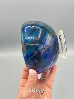 Hand-Blown Murano Style Blue Confetti Glass Bowl Vintage Art Glass Centerpiece Hand-Blown Murano Style Blue Confetti Glass Bowl Vintage Art Glass Centerpiece