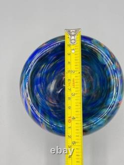 Hand-Blown Murano Style Blue Confetti Glass Bowl Vintage Art Glass Centerpiece Hand-Blown Murano Style Blue Confetti Glass Bowl Vintage Art Glass Centerpiece