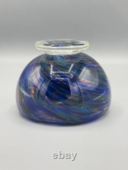 Hand-Blown Murano Style Blue Confetti Glass Bowl Vintage Art Glass Centerpiece Hand-Blown Murano Style Blue Confetti Glass Bowl Vintage Art Glass Centerpiece