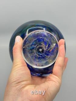 Hand-Blown Murano Style Blue Confetti Glass Bowl Vintage Art Glass Centerpiece Hand-Blown Murano Style Blue Confetti Glass Bowl Vintage Art Glass Centerpiece