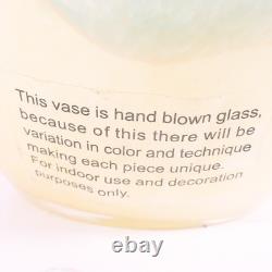 Hand Blown Murano Style Blue & Cream Swirl Long Neck Art Glass Vase 19 Tall
