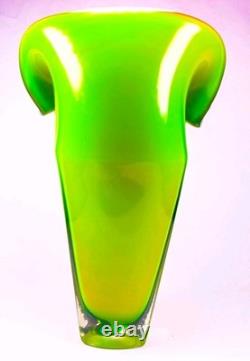 Hand Blown Murano Style Calla Lily Flower Art Glass Vase 13.5 Tall