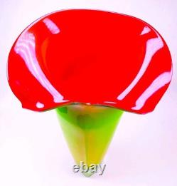 Hand Blown Murano Style Calla Lily Flower Art Glass Vase 13.5 Tall