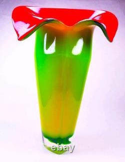 Hand Blown Murano Style Calla Lily Flower Art Glass Vase 13.5 Tall