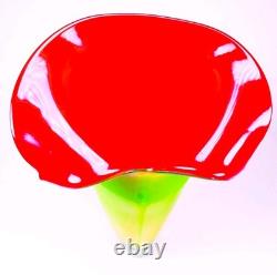 Hand Blown Murano Style Calla Lily Flower Art Glass Vase 13.5 Tall